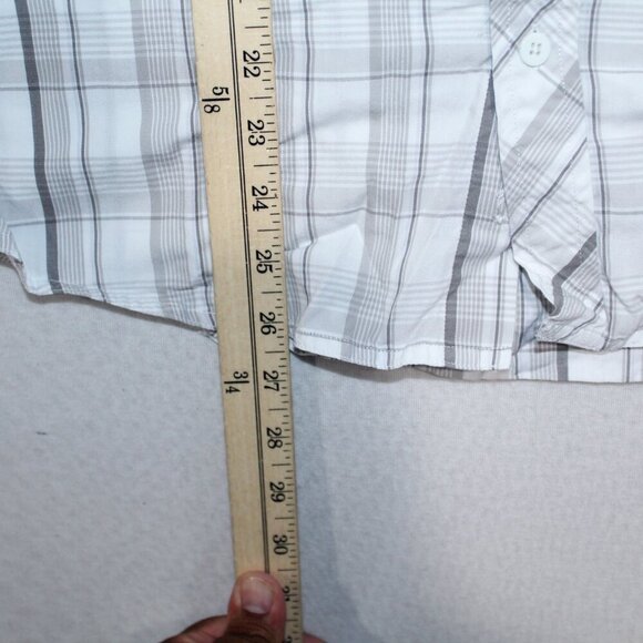 Hawk Men Gray Button Down Shirt Long Sleeve Plaid Casual Size Medium - Picture 4 of 7